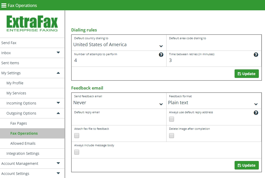 Fax Operation Settings